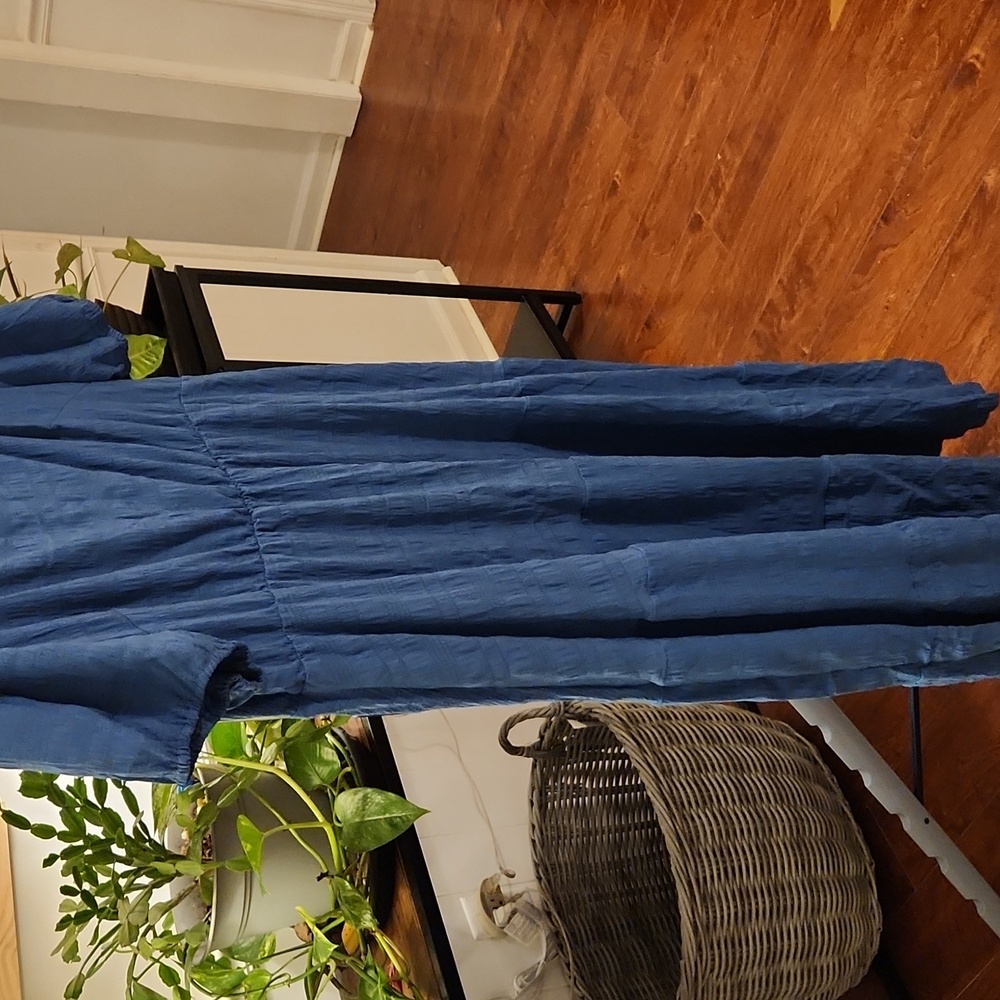 Shein Vcay Plus dress, square neck, puffed sleeve ruffle hem, Dusty Blue, 2X(16) - Picture 2 of 7